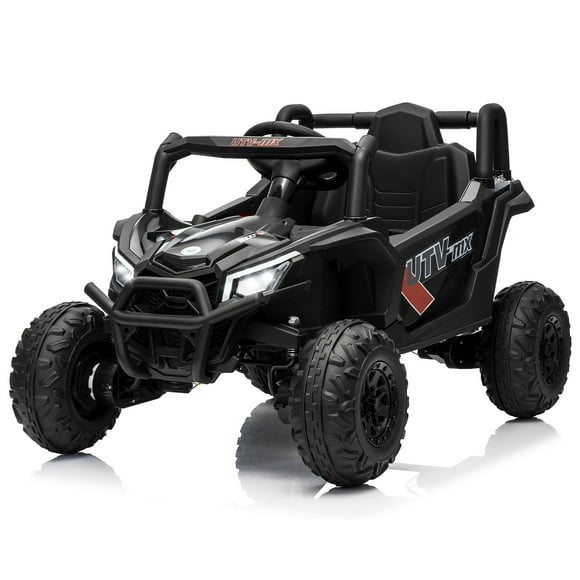 Kids Electric Ride On UTV Car – 12V, Iron Frame, 4 Season Suspension, 5MPH, Wireless Music, LED Lights, All-Terrain Toy for Ages 3-4, Red