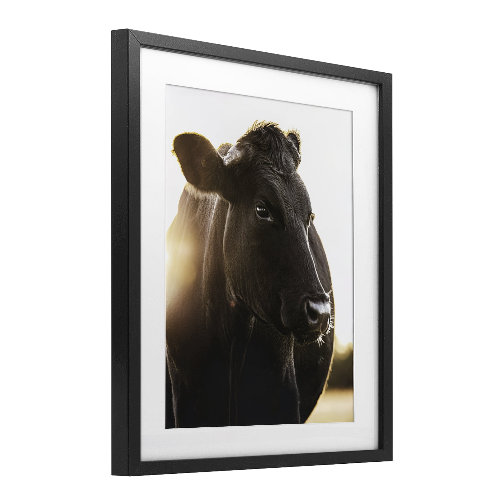 Stupell Industries Bessie The Cow Portrait Black Framed Print Under Glass, design by Leah Straatsma