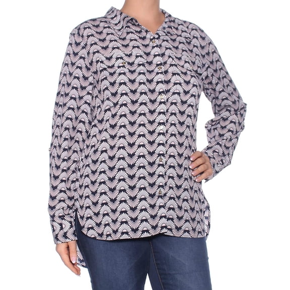 Tommy Hilfiger Womens Core Printed Roll Tab Shirt;XL