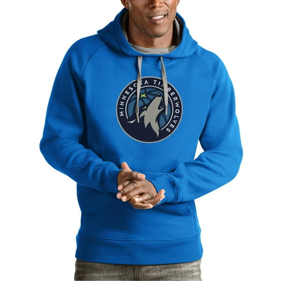 Men's Antigua Blue Minnesota Timberwolves Team Logo Victory Pullover Hoodie