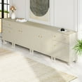 thumbnail image 2 of WAMPAT Sideboards Buffet Cabinet, 4-in-1 Wood Wide Credenza Storage Cabinet with Doors and Drawers, Modern Kitchen Coffee Bar Table with Storage Shelves for Living Room Dining Room, Beige Linen, 2 of 7