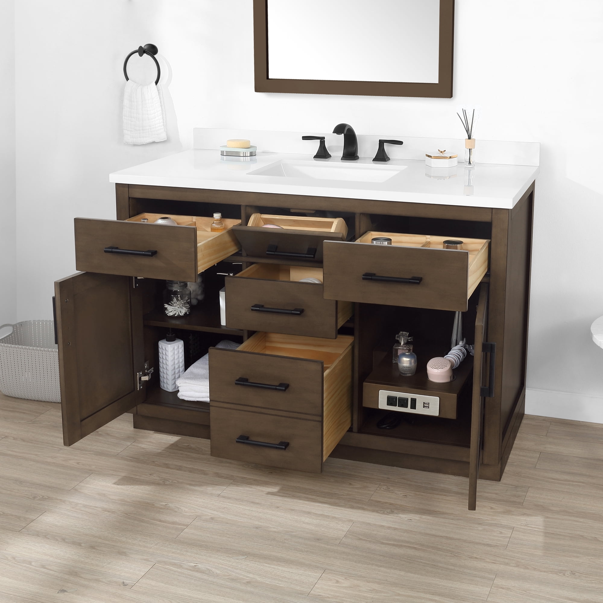 Ove Decors Bailey 48 W x 22" D Freestanding Bathroom Vanity with Sink, Almond Latte