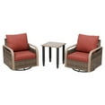 thumbnail image 5 of INTER HUT Modern Wicker Bistro Table and Chairs, Outdoor Bistro Set, Rattan Outdoor Swivel Rocking Chair for Patio, Wicker Patio Chairs & Table, 3 Piece Set, Brown/Red, 5 of 9
