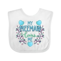 Inktastic My Meemaw Loves Me with Flowers and Hearts Boys or Girls Baby Bib