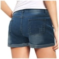 thumbnail image 4 of DHFJKG High Waisted Jean Shorts For Women Summer Distressed Ripped Loose Fit Straight Leg Rolled Hem Denim Shorts With Pockets Stylish Bottoms, 4 of 9