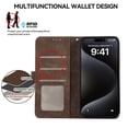 thumbnail image 5 of Ancove for iPhone 13 Wallet Case with Card Holder Kickstand,RFID Blocking PU Leather Shockproof Splicing Color Flip Case Cover for iPhone 13,Brown+Blue, 5 of 7