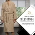 thumbnail image 4 of Superior Terry Cotton Adult Unisex Soft Lightweight Bathrobe, Medium, Taupe, 4 of 8