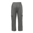 thumbnail image 6 of Domuza Cargo Sweatpants for Men Straight Wide Leg Baggy Pants Drawstring Elastic Waist Jogger Sweatpant Stretch Trouser with Pockets, 6 of 8