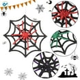 thumbnail image 5 of Deago 4Pcs 3 inch Glittered Halloween Decorations Spider Ornaments on Web for Door/Window/ Wall, Indoor/Outdoor use Party Decorations Supplies Hanging Ornaments (Red), 5 of 10