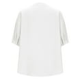 thumbnail image 7 of White Basic Brunch T Shirts for Women Summer Fall Short Half Sleeve Vneck Turtleneck Faux Linen Embroidered Print Tops T shirt Women Button 2025 Clothing Fashion L, 7 of 7