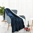 thumbnail image 2 of Sherpa Fleece Throw Blankets for Winter Super Soft Flannel Wool Like Reversible Velvet Plush Couch Blanket Lightweight(Navy Throw Size 50"x60"), 2 of 7