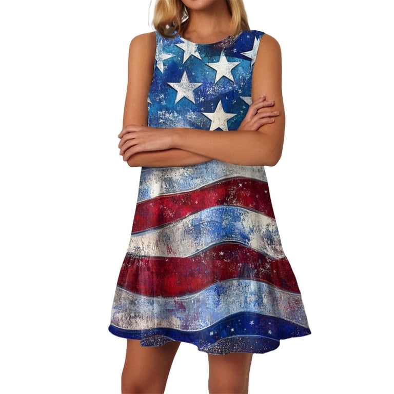Linen Dress, American Flag Casual Tank Sundress With Pockets 4Th Of July  Boho Beach T-Shirts Round Neck Dresses New Years Eve For Women 2025 Gold  Dress Shoes Dresses Midi (M, Wine) ZMTing -