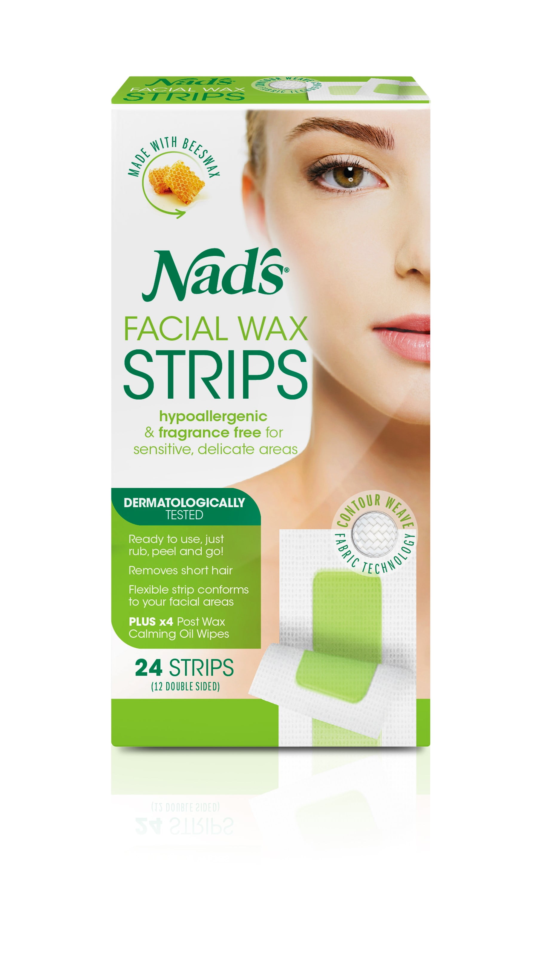 Nad's Facial Wax Strips for Facial Hair Removal, 24 Ct 