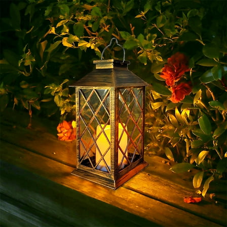 GLUAAE Solar Lantern Outdoor Waterproof LED Flickering Flameless Candle Solar Lights for Patio Garden