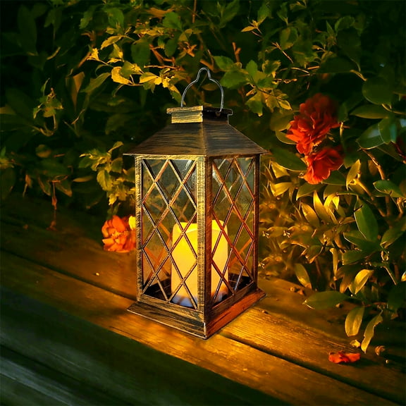 GLUAAE Solar Lantern Outdoor Waterproof LED Flickering Flameless Candle Solar Lights for Patio Garden