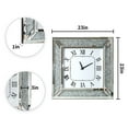 thumbnail image 2 of Crush Diamond Mirrored Square Wall Clock with Sparkle Bling Diamond Decor for Wall Decoration 24in, 2 of 8