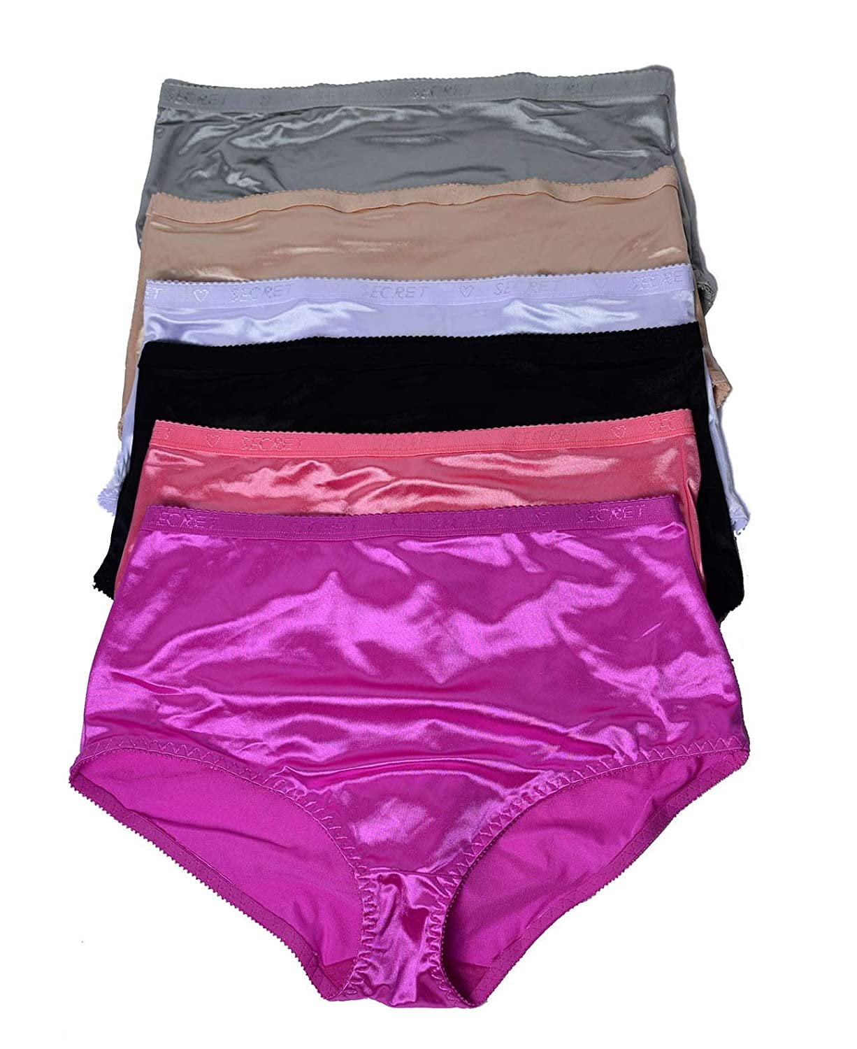 6 Pieces Plus Zie Women Tummy Slimmer Briefs High Waist Satin Bikini Panty 2xl 4xl Small 
