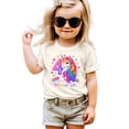 thumbnail image 3 of 4th Birthday Unicorn Shirt for Girls Rainbow Horse Party Theme Four Year Old Graphic Tee Natural Shirt 4T, 3 of 5