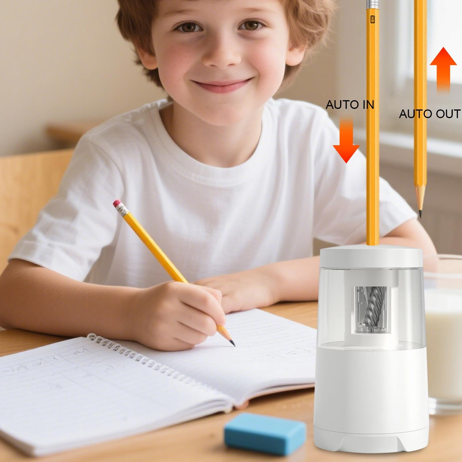 LJMsdf Automatic Electric Pencil Sharpener, USB/Battery Powered for 6-8mm Pencils, Home Office & Art Use