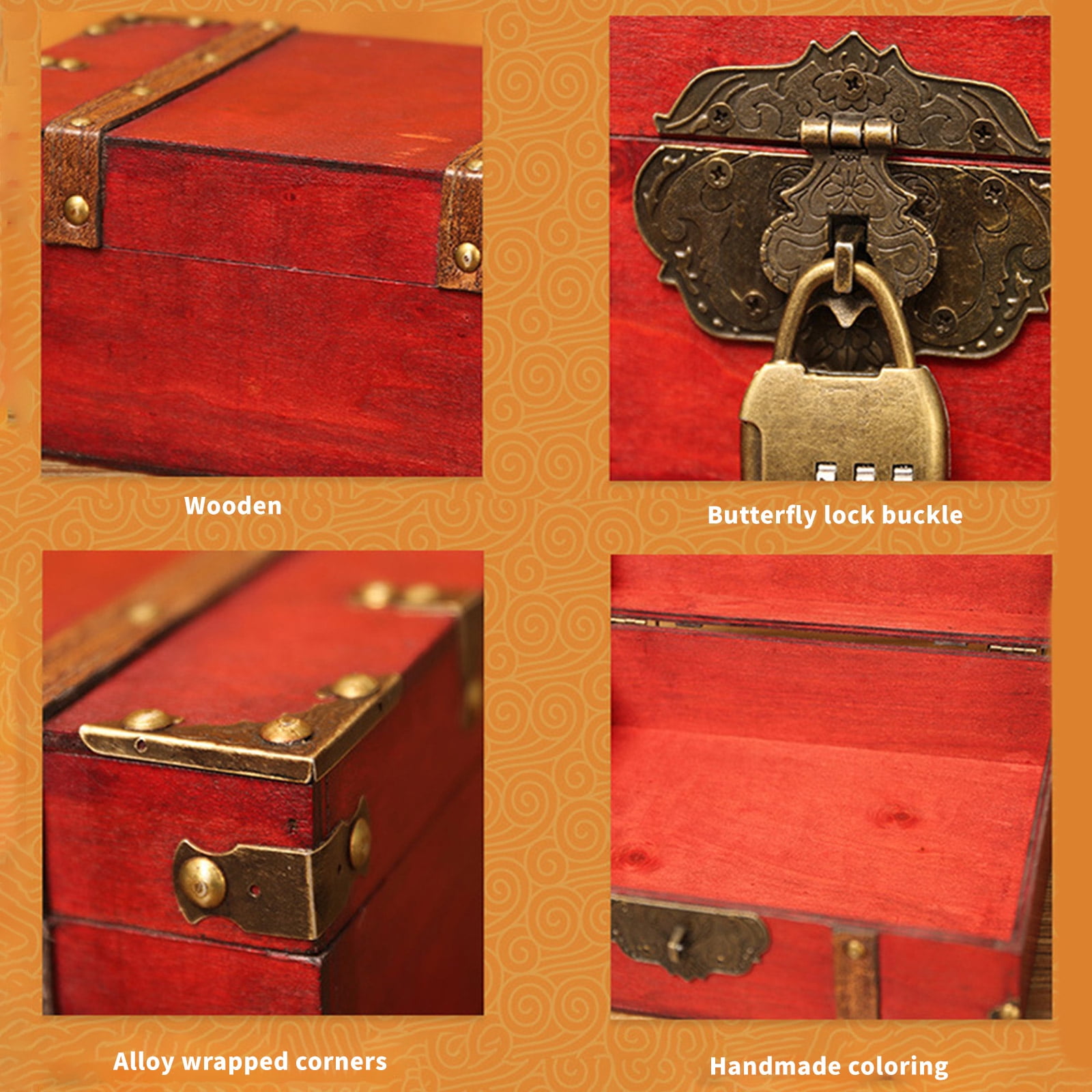 Multipurpose Wooden Storage Box with Retro Hardware for Organizing Cards Photos Jewelry and Collectibles