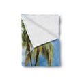 thumbnail image 2 of Hawaiian Soft Flannel Fleece Blanket, Cloudy Sky Boat in the Sea Palm Trees Sandy Beach Thailand Seascape Picture Print, Cozy Plush for Indoor and Outdoor Use, 50" x 60", Green Blue, by Ambesonne, 2 of 5