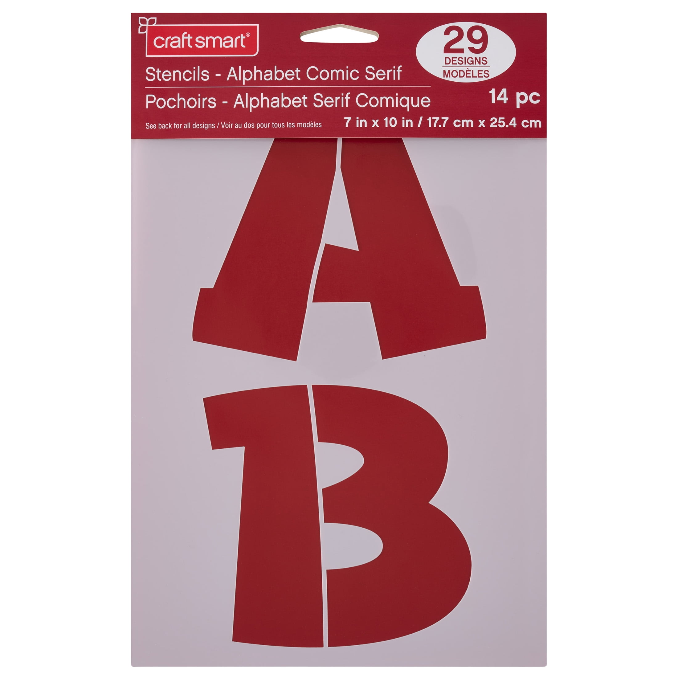 Craft Smart 4.5" Comic Serif Alphabet Stencils - Reusable Plastic, 29 Designs per Pack, 14 Sheets Each - Ideal for DIY Crafts, Decor, Furniture & Gifts, 6 Pack