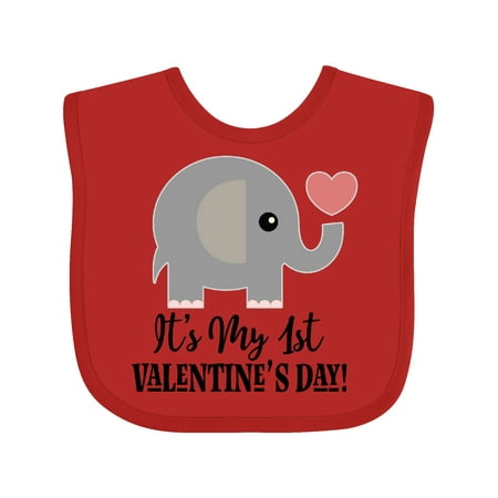 

Inktastic 1st Valentines Day Baby Elephant Gift Baby Boy or Baby Girl Bib
