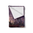 thumbnail image 2 of City Soft Flannel Fleece Blanket, Brooklyn Bridge at Night Car Traffic in New York United States Transport, Cozy Plush for Indoor and Outdoor Use, 70" x 90", Lilac Dark Orange Yellow, by Ambesonne, 2 of 6