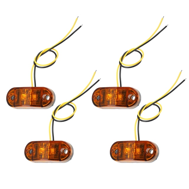 Luces de remolque LED para camiones Unique Bargains 24V, luces de marcador ovaladas de goma impermeables amarillas, 4 piezas