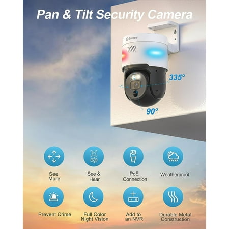 Swann - Pro Enforcer, 16-Channel, 12-Camera Indoor/Outdoor Wired 12MP & 4K, 2TB NVR Security System - White