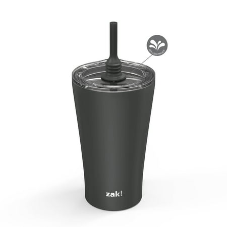 Zak Designs 20 oz. Travel Straw Tumbler Alfalfa Vacuum Insulated Stainless Steel with Silicone Straw and Splash-Proof Lid for Cold Drinks