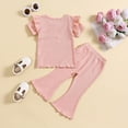 thumbnail image 4 of Zwiiyzr "Daddys Girl" Outfits for Toddler Girls Clothes Letter T-Shirt Tee Tops + Flare Pants Baby Clothes Bell-Bottoms Set 1-5T Pink, 4 of 8