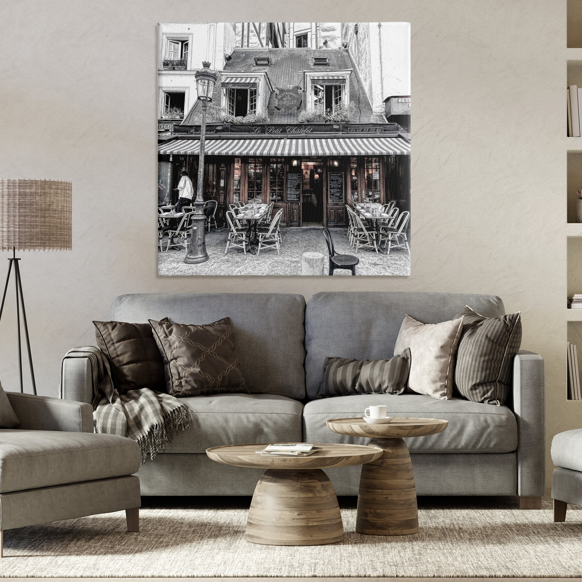 Stupell Industries Sidewalk Café Bistro Buildings & Architecture Photography Wrapped Canvas Art Print Wall Art, 36 x 36