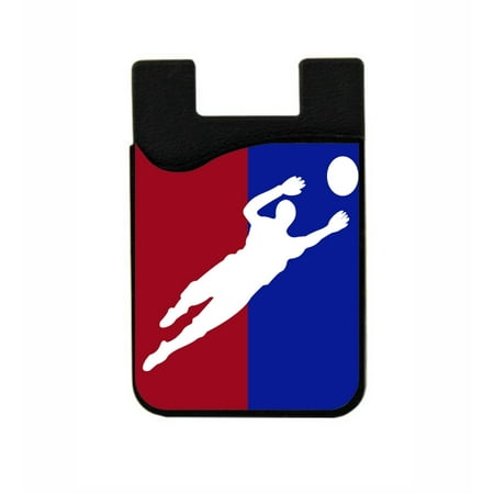 - Soccer Goalie - Stick On Adhesive Black Silicon Card Holder/ Pocket for Cell Phones
