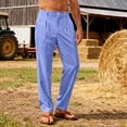thumbnail image 6 of RongHuan Men's Linen Dress Pants Lightweight Summer Loose Straight Leg Pant Business Casual Golf Beach Trousers with Pockets, 6 of 8