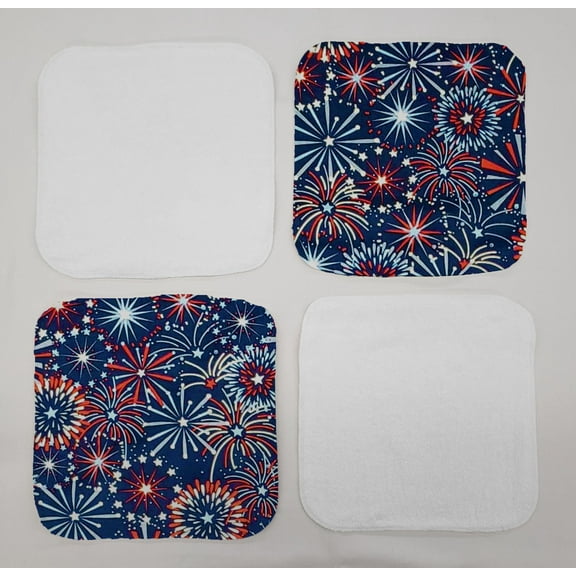 Americana Washcloths (Set of 4) by Penny's Needful Things (Towel Color: White) (Fireworks)