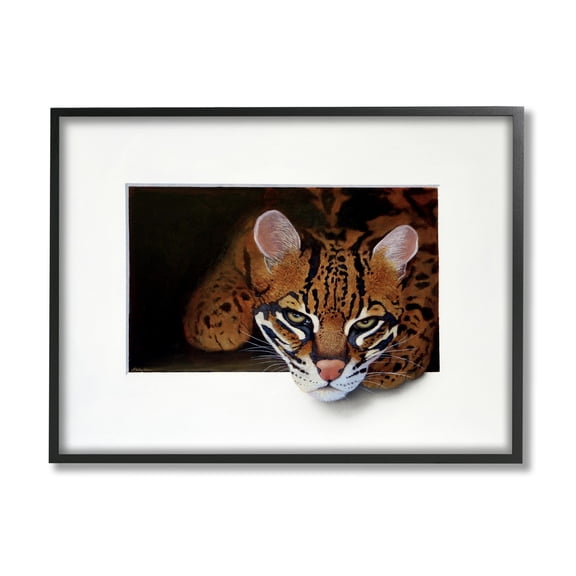 Stupell Industries Menacing Cheetah Glaring Jungle Cat Obscure Painting Painting Black Framed Art Print Wall Art, Design by Alan Weston