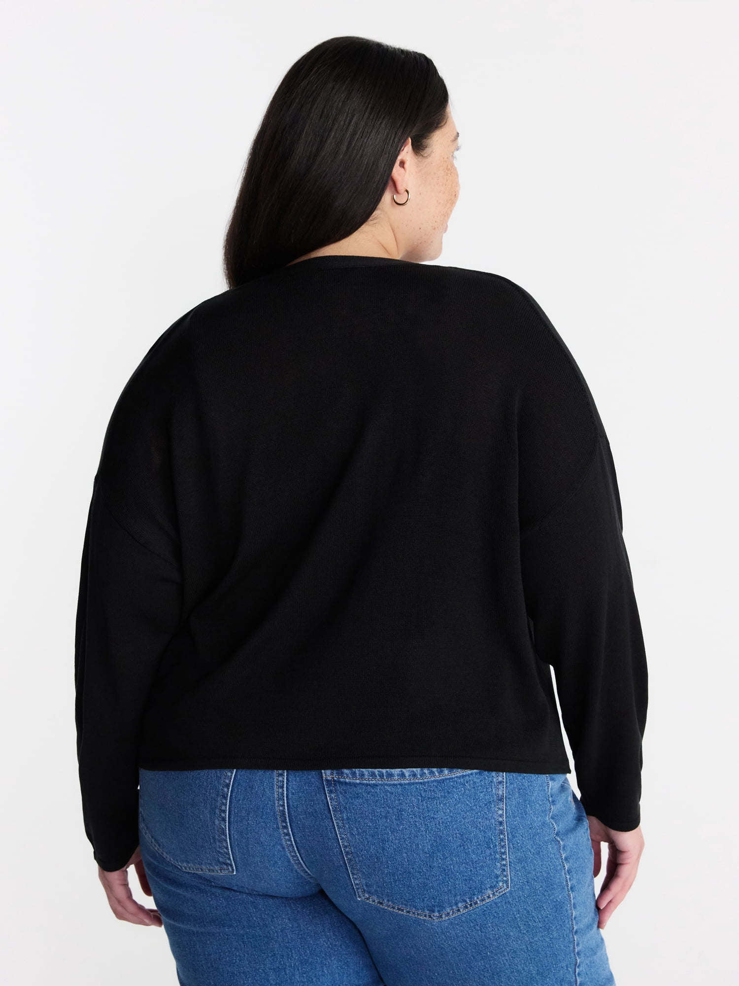 Terra & Sky Women’s Plus Lightweight Snug Cardigan with Long Sleeves, Sizes 0X-5X