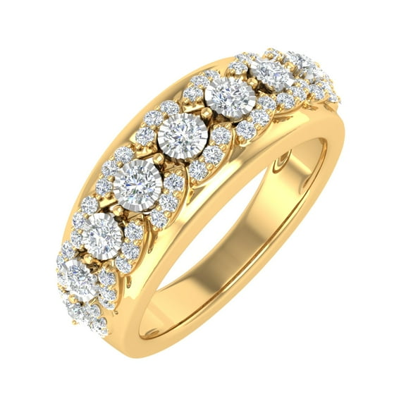 1/2 Carat Diamond Wedding Band Ring in 18K Yellow Gold over Sterling Silver (Ring Size 10)