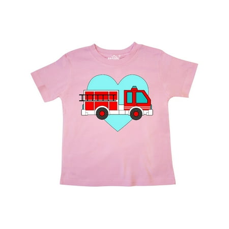 

Inktastic Valentine Fire Truck with Blue Heart Gift Toddler Boy or Toddler Girl T-Shirt