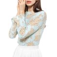 thumbnail image 2 of Blusa Floral Allegra K Cuello Volantes Encaje Ganchillo Azul claro T S, 2 of 6