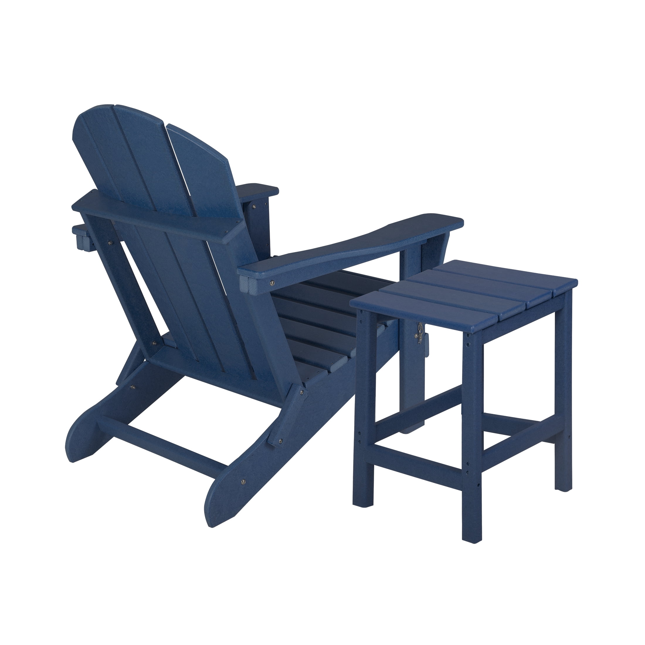Adirondack Chair with Square Side Table Included for Outdoor Patio Garden Porch Seating, Navy Blue