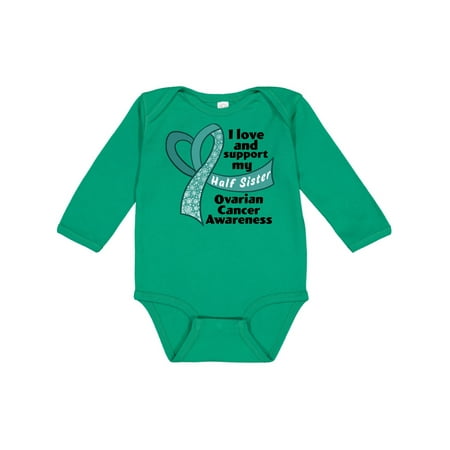 

Inktastic Ovarian Cancer Awareness I Love and Support My Half Sister Gift Baby Boy or Baby Girl Long Sleeve Bodysuit
