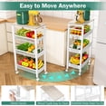 thumbnail image 4 of Utility Slim Storage Cart, 4 Tier Small Rolling Kitchen Laundry Room Cart with Wood Top, Metal Bathroom Storage Cabinet Mobile Shelf Unit Organizer Trolley with Handle for Narrow Space, 4 of 8