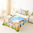 thumbnail image 5 of Homewish Cute Cats Animal Twin Sheets,Cartoon Pet Themed Bedding,Green Blue,3-Piece,1 Fitted Sheet and 1 Pillowcase, 5 of 6
