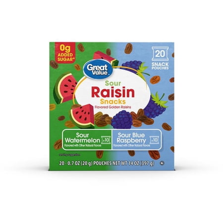 Great Value Sour Raisins Multi-Pack, 20 Count