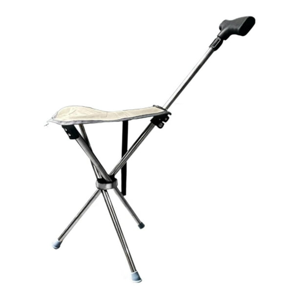 Bastón Con Asiento Bastones De Trekking Plegables Silla De Bastón Para Escalar Cola Adultos Negro