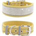 thumbnail image 1 of ORUYROP Rhinestone Dog Collar, Dazzling Sparkling Soft Suede Reflective Large Dog Collar Crystal Diamond Collar for Medium & Large Dogs (M:15-19", Yellow), 1 of 5