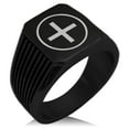 thumbnail image 1 of Stainless Steel Celtic Ailm Conifers Needle Stripe Pattern Biker Style Polished Ring, 1 of 1