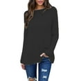 thumbnail image 2 of Dyfzdhu Fuzzy Tops for Women Plus Size Solid Long Sleeve Loose Thermal Fleece Crewneck Sweatshirts Black, 2 of 5